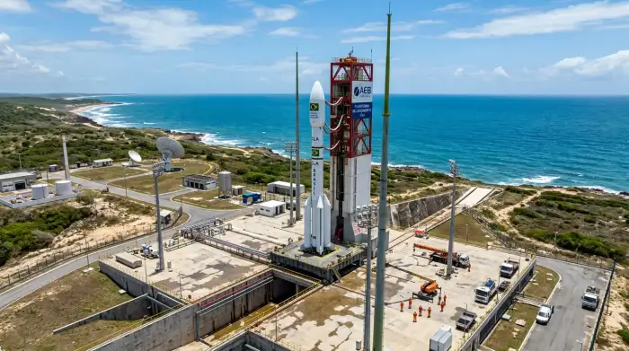 Pas de tir de la base spatiale d'Alcântara, sur la côte atlantique de l'État brésilien du Maranhão.