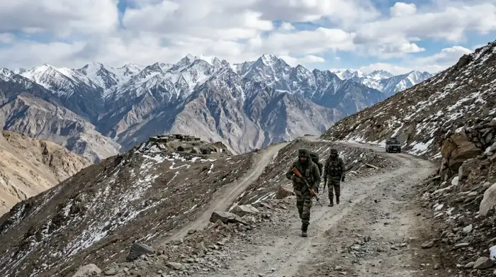 Région himalayenne montagneuse le long de la ligne de contrôle effective entre l'Inde et la Chine.
