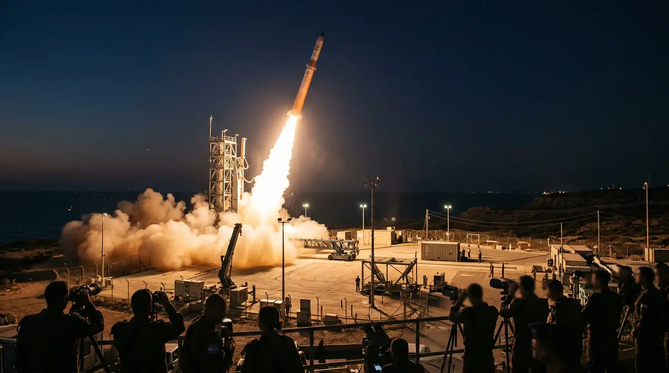 Lancement d'un satellite israélien Ofek par une fusée Shavit depuis la base de Palmahim.