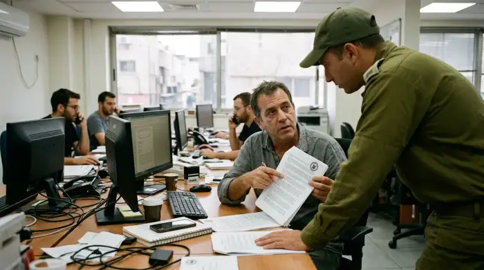 Une salle de rédaction israélienne : la censure militaire impose un visa préalable sur les sujets touchant à la sécurité nationale.