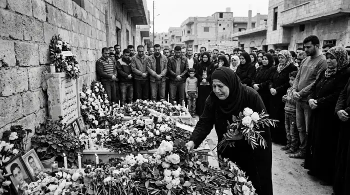 Hommage aux victimes de l'attaque chimique au sarin de la Ghouta, près de Damas, en août 2013.