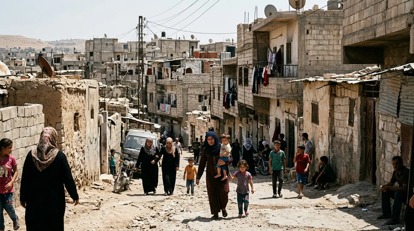 Quartier périphérique de Damas où affluèrent les familles rurales ruinées par la sécheresse syrienne.