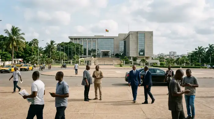 Vue de Lomé et du palais présidentiel togolais, symbole de la réforme constitutionnelle de 2024 instaurant un régime parlementaire.