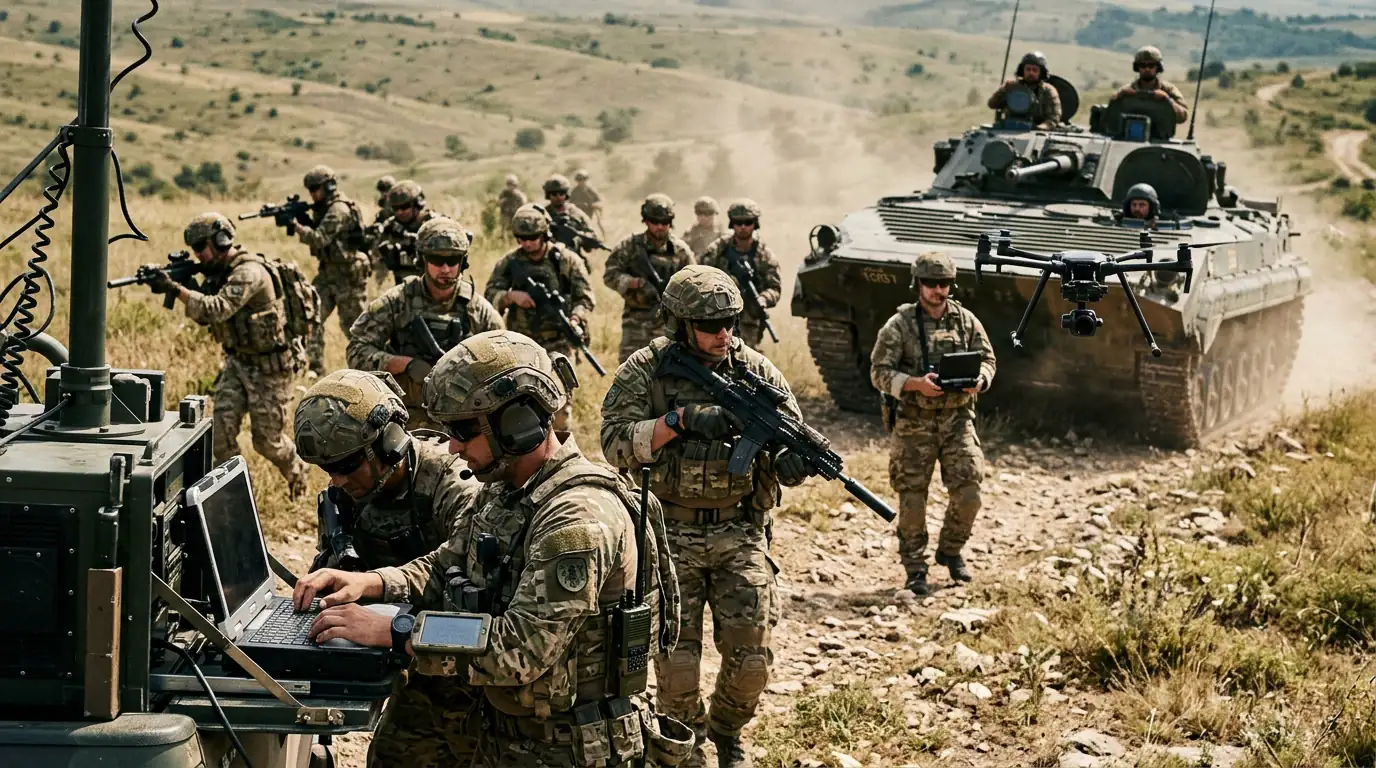 Forces militaires concentrées et appuyées par des moyens technologiques modernes pour démultiplier leur efficacité.
